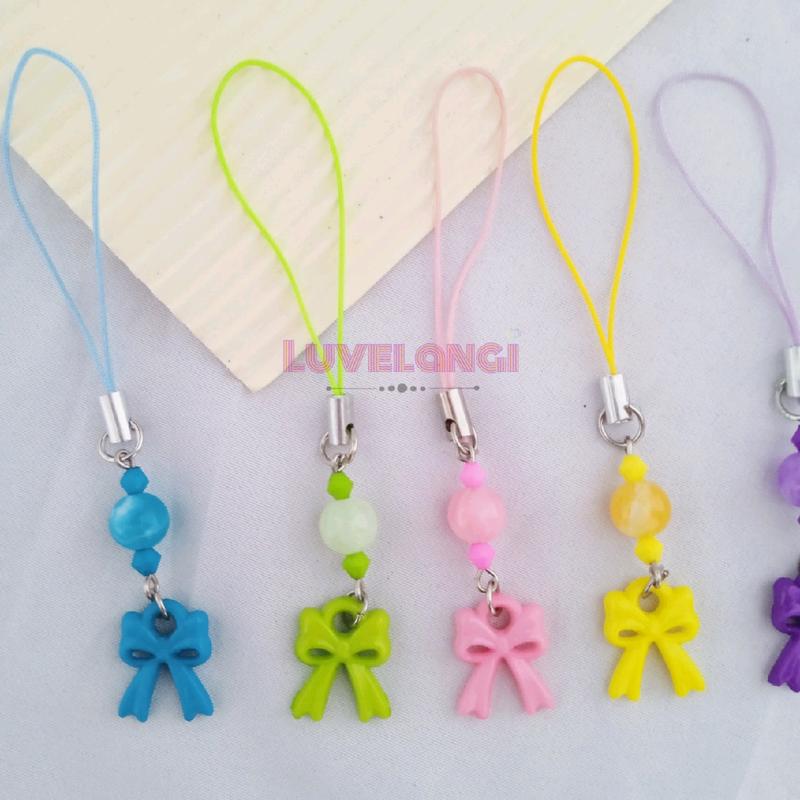 (pita pastel) Strap hp manik / phone charm minimalis / gantungan hp manik-manik 3