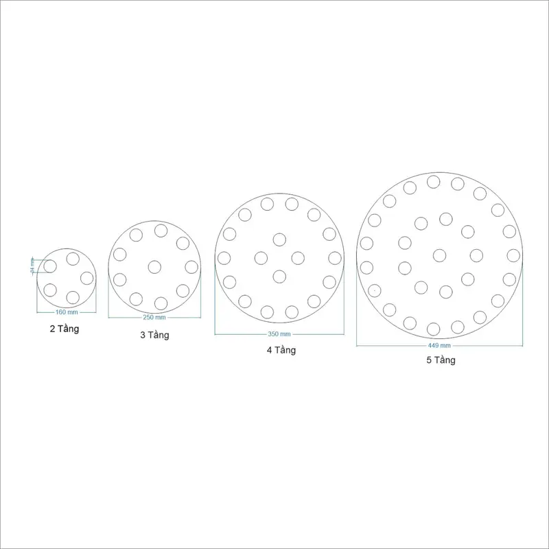 Đế Mica Xếp Tháp Nước Phân Tầng Dạng Tròn 2