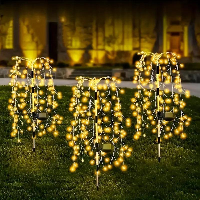 Solar Powered Firecracker Willow Light, 1pc Outdoor Solar Fireworks Light, 8 Modes Flashing Copper Wire Fairy Light for Garden, Pathway, Party, Camping, Christmas, Ramadan 7
