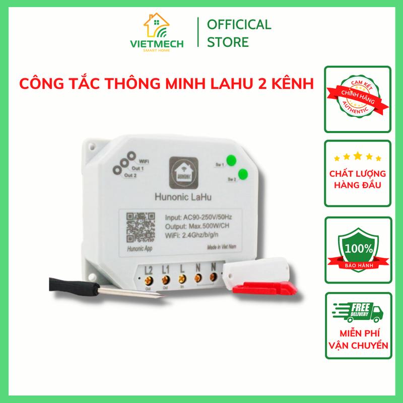 [2 Kênh] Công tắc thông minh LAHU 2 kênh điều khiển từ xa qua điện thoại, hẹn giờ bật tắt tự động, điều khiển bằng giọng nói