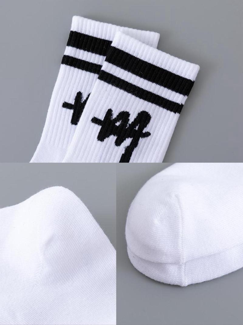 Product Introduction of Men's 10 Pairs Cartoon & Letter Print Crew Socks, Casual Moisture Wicking Mid-calf Socks, Soft Comfy Breathable Socks for All Seasons Daily Wear 7