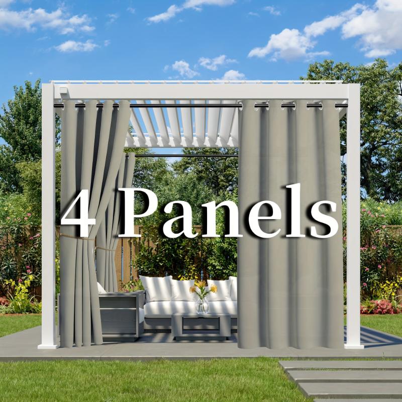 Product Introduction of 4 Pieces Waterproof Privacy Curtains - Light-filtering Outdoor Curtains With Rings For Porches, Gazebos, Pergolas, And Backyards 21