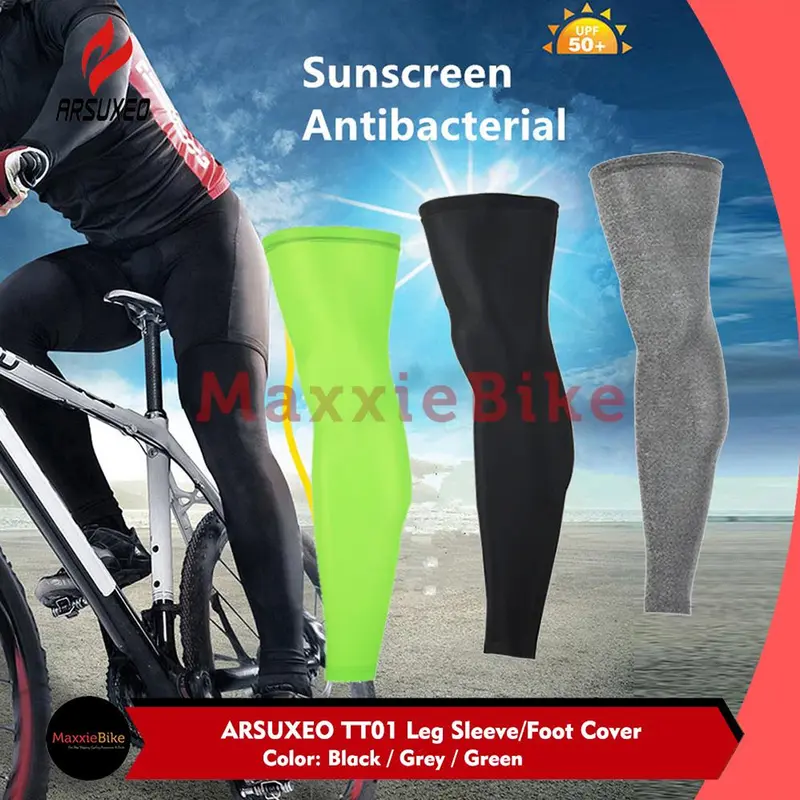 ARSUXEO Manset Kaki Sepeda Leg Sleeve Warmer Sun Screen Legging Cycling Outdoor Sports TT01 1