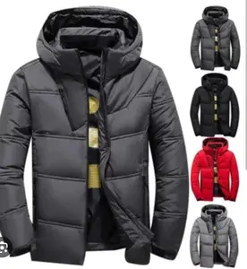 Jaket Puffer Winter Parasut Metalik Tebal Abu Keren Pria Outdoor