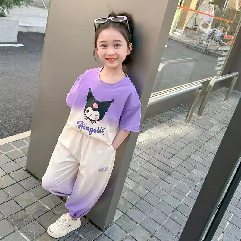 Bộ Đồ Mùa Hè Cho Bé Gái, ngắn Tay, Phong Cách Phương Tây, Kuromi, Quần Thường Ngày Thích Hợp Cho Bé 3-8 Tuổi, Bộ Đồ Hai Mảnh Cho Bé, Người Nổi Tiếng Trên Internet, Hàng Mới Về 8