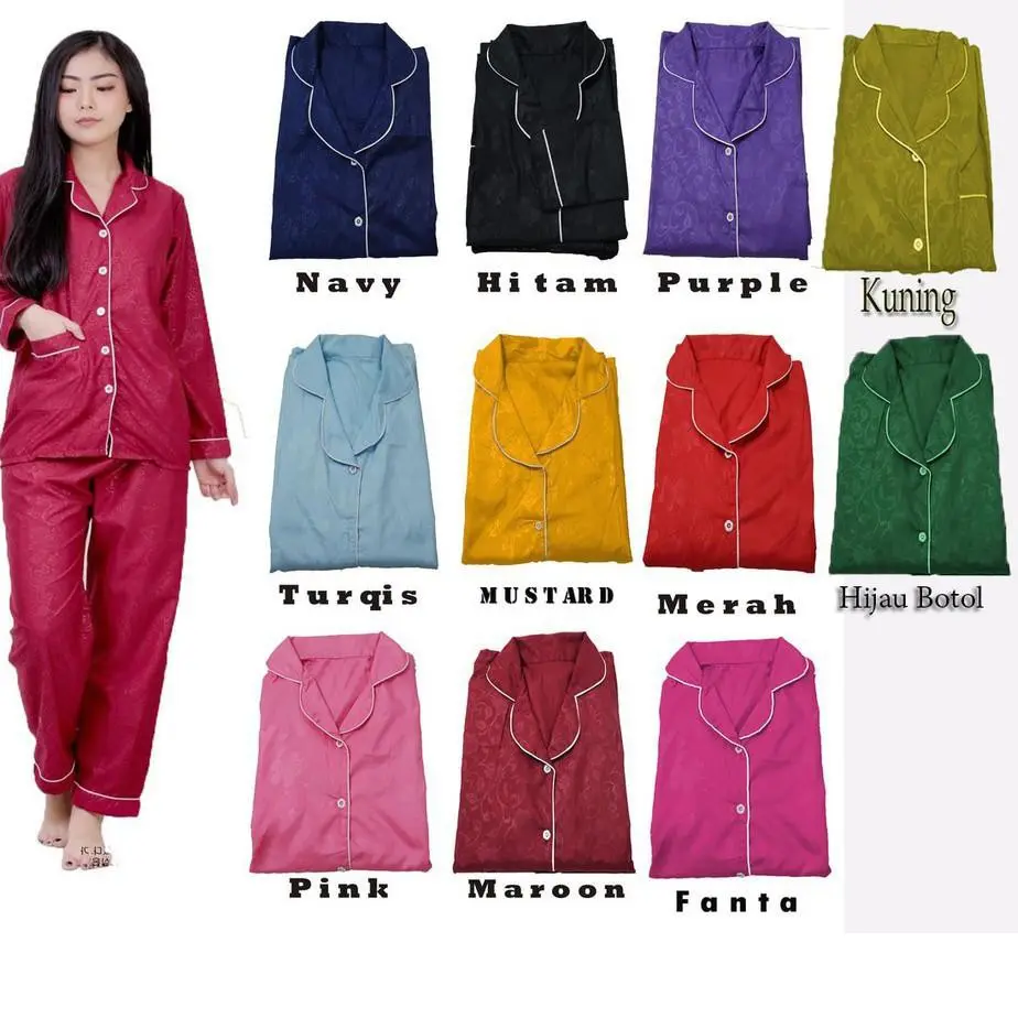 BAJU TIDUR TANGAN PANJANG CELANA PANJANG EMBOS / PIYAMA LENGAN PANJANG