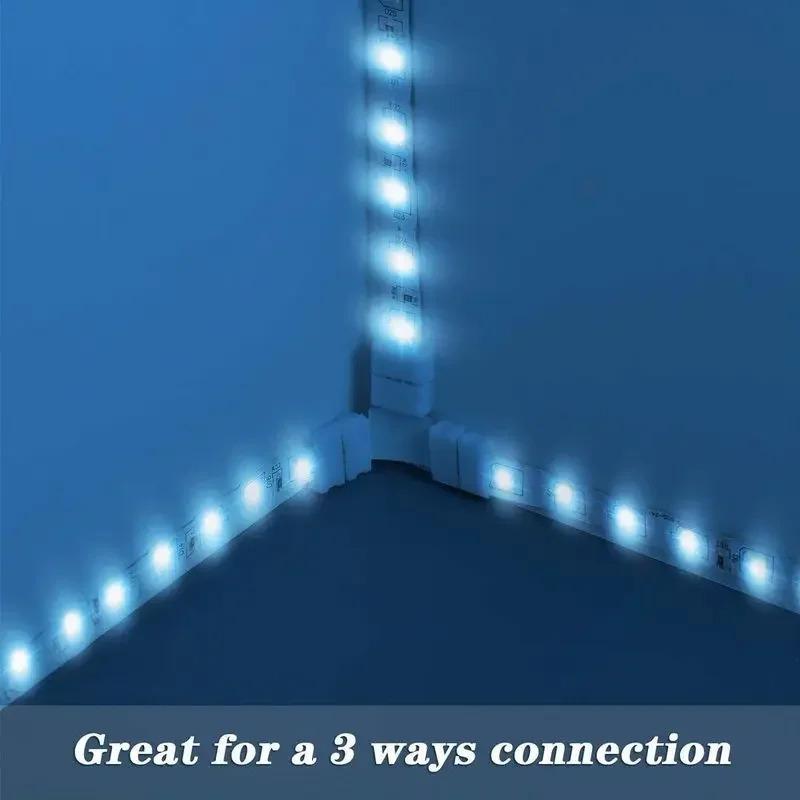 10pcs Solderless LED Strip Connector 4 pin 10mm 8mm L I Type Unwired Gapless Terminal Extension For SMD 5050 2835 LED Strip 3