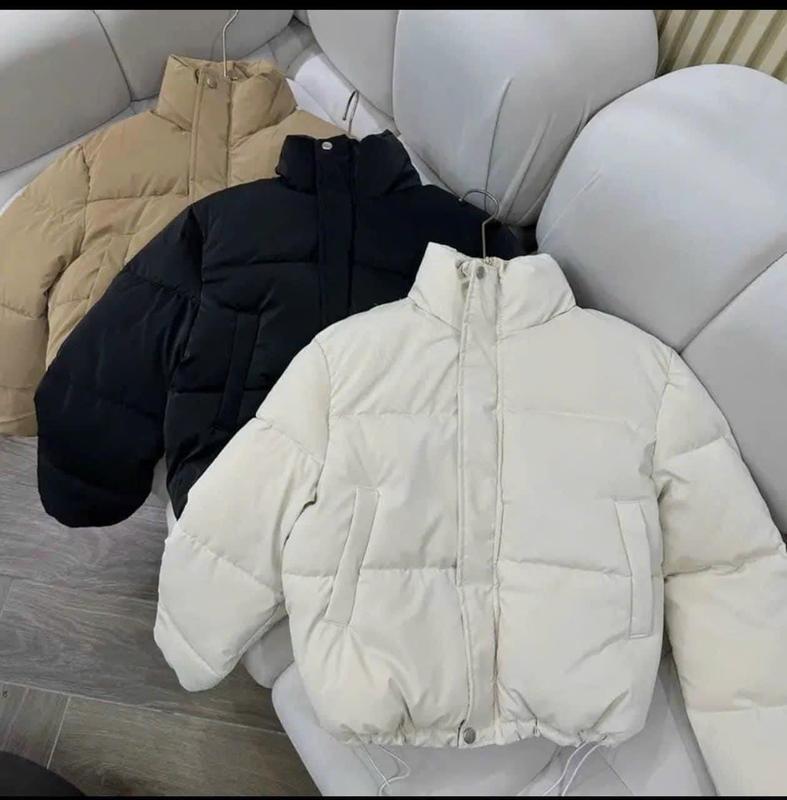 Áo phao dáng ngắn croptop chất nhung lì có dây rút không mũ