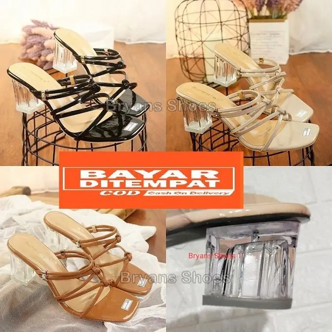 SENDAL KONDANGAN NEW FASHION HEEL HAK TAHU KACA SILANG DIANA HEELS WANITA TERLARIS Sandal