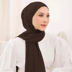 Kerudung Pashmina Ceruty Mahogany