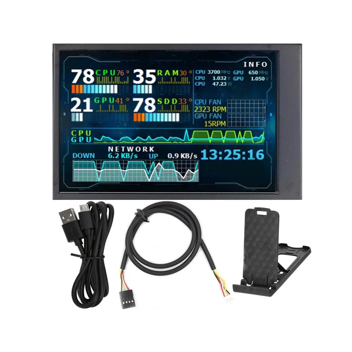 Overseas shipment 3.5 Inch IPS LCD Monitor Display Mini Capacitive Screen for AIDA64 USB Computer Monitor USB LCD Display PC Case Linux