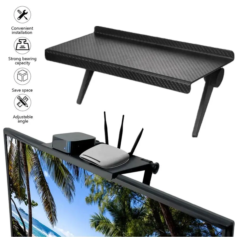 TV Screen Top Shelf  Adjustable Computer Monitor Desktop Display Stand Storage Rack Holder Home Office Organizer