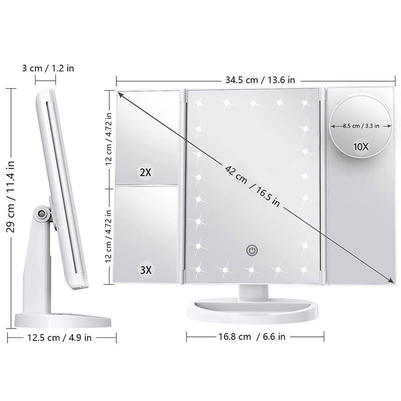 Foldable LED Mirror with Light, USB Rechargeable Touch Mirror with Magnification, Portable Makeup Mirror for Daily Use, Stocking Fillers Gift, Mum Compact Mirror, Room Decor 1