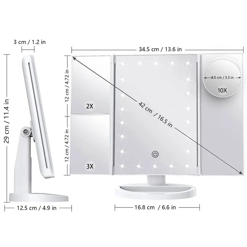 Foldable LED Mirror with Light, USB Rechargeable Touch Mirror with Magnification, Portable Makeup Mirror for Daily Use, Stocking Fillers Gift, Mum Compact Mirror, Room Decor 1