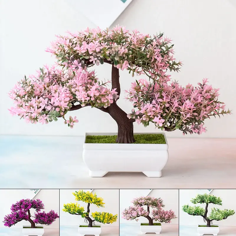 Artificial Plants Bonsai Small Tree Pot Fake Plant Flowers Potted Ornaments For Hotel Home Room Table Decoration Garden Decor