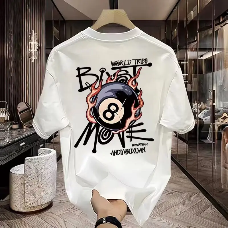 Áo Thun Nam Ngắn Tay Cổ Tròn, Chất Liệu Cotton Nguyên Chất 250gsm, Phong Cách Hàn Quốc Mùa Hè, Áo Đơn Giản Hợp Xu hướng Dáng Rộng Và Dễ Phối Đồ, Thương Hiệu Hợp Xu Hướng Dáng Rộng Thường Ngày