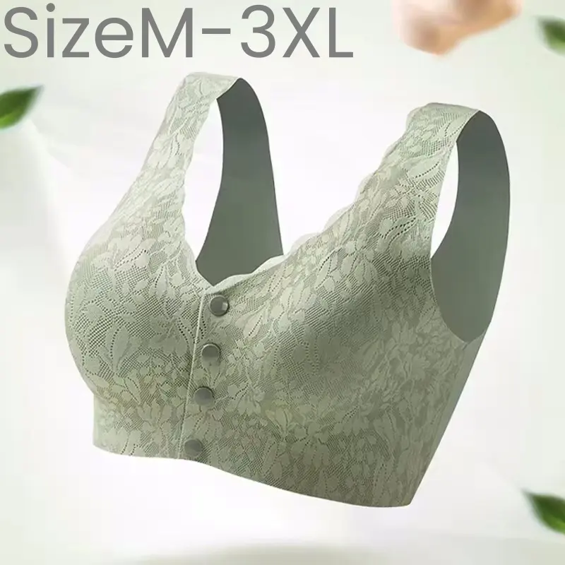 Soft Cups Before The Button In The Elderly Underwear Breathable Women Without Steel Ring Tank Top Lace Large Size Bra For Women Comfort Comfortable
