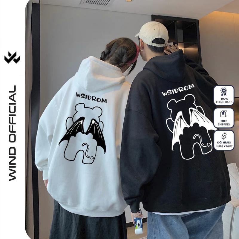 Áo hoodie form rộng WIND Gấu Ác Quỷ Clothing Unisex thời trang nam nữ oversize Menswear Dài Tay Tay Dài