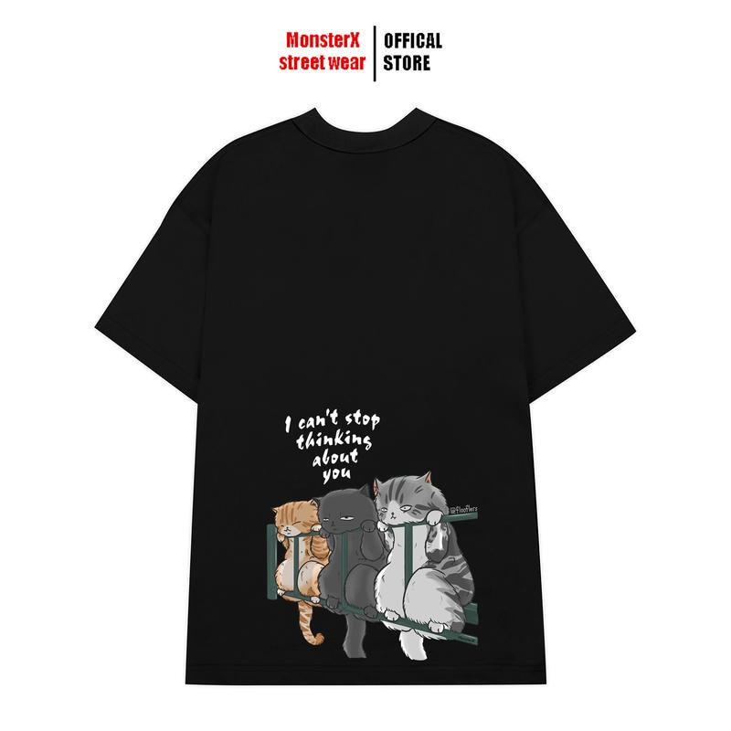 Áo thun tay lỡ form rộng Mèo Lan Can by Monster X Street