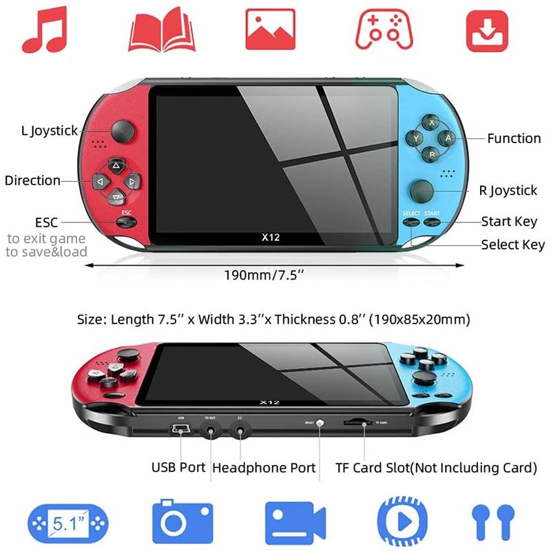 Trò chơi cầm tay Cổ Điển PSP X7 / X12, 5.1 inch, hỗ trợ trò chơi NES, Phiên bản 24 tàu, Trò chơi Cổ Điển 8