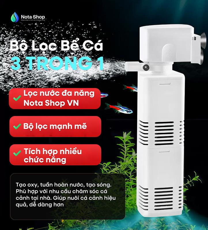 Máy Lọc Nước, Tăng Oxy, Tạo Sóng Đa Chức Năng Cho Bể Cá Thủy Sinh Fish Baby - Hàng Cao Cấp Chính Hãng - Nota Shop VN