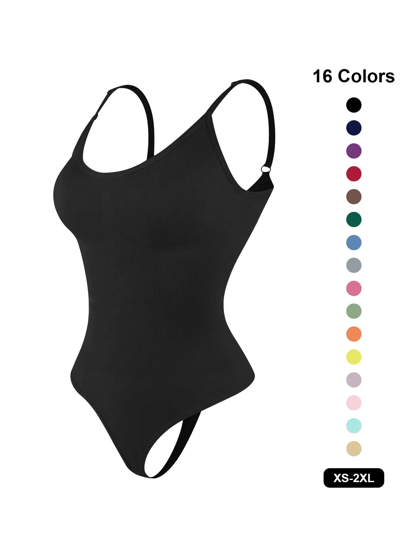 Women's Solid Adjustable Strap Seamless Shapewear Bodysuit, Tummy Control Butt Lifting Knit Shaper, Women's Shapewear for Daily Wear