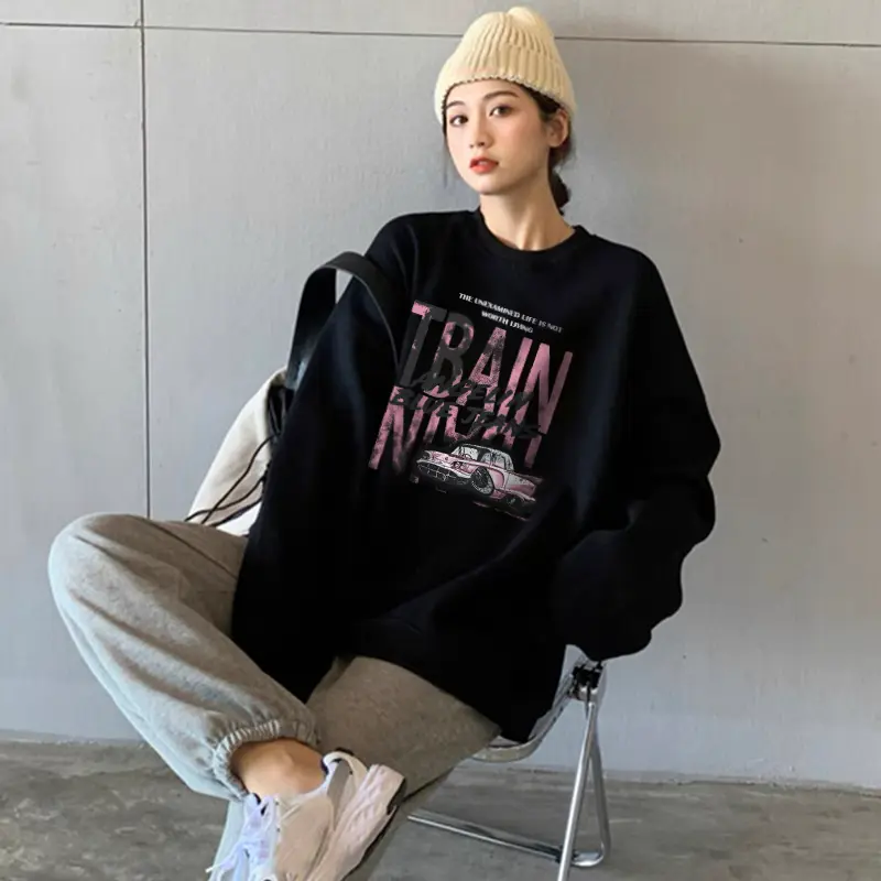 A1221 FORTEID.PRINT-Sweater Crop Lengan Panjang Oversized Street Style /Kaos Switer Wanita Korean Style Hoodie Atasan  crewneck Wanita cewek aesthetic sweater oversized 6