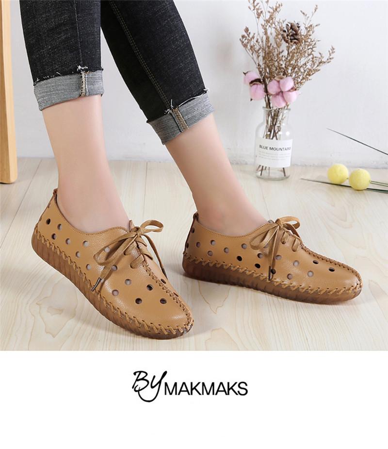Product Introduction of Leather hand stitched single shoes Soft soled mother shoes lace-up retro fashion casual shoes flat women's shoes 13