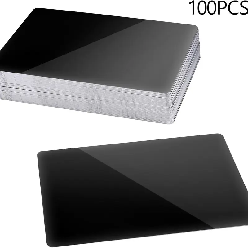 Metal Business Card Blanks, 100pcs/set Anodized Aluminum Custom Business Card Blanks for CNC Engraver Laser Engraving DIY Cards, Office Supplies 4