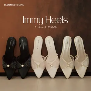 ELSON Immy Heels Wanita Elegan Mutiara Jaring Premium Empuk Anti Slip