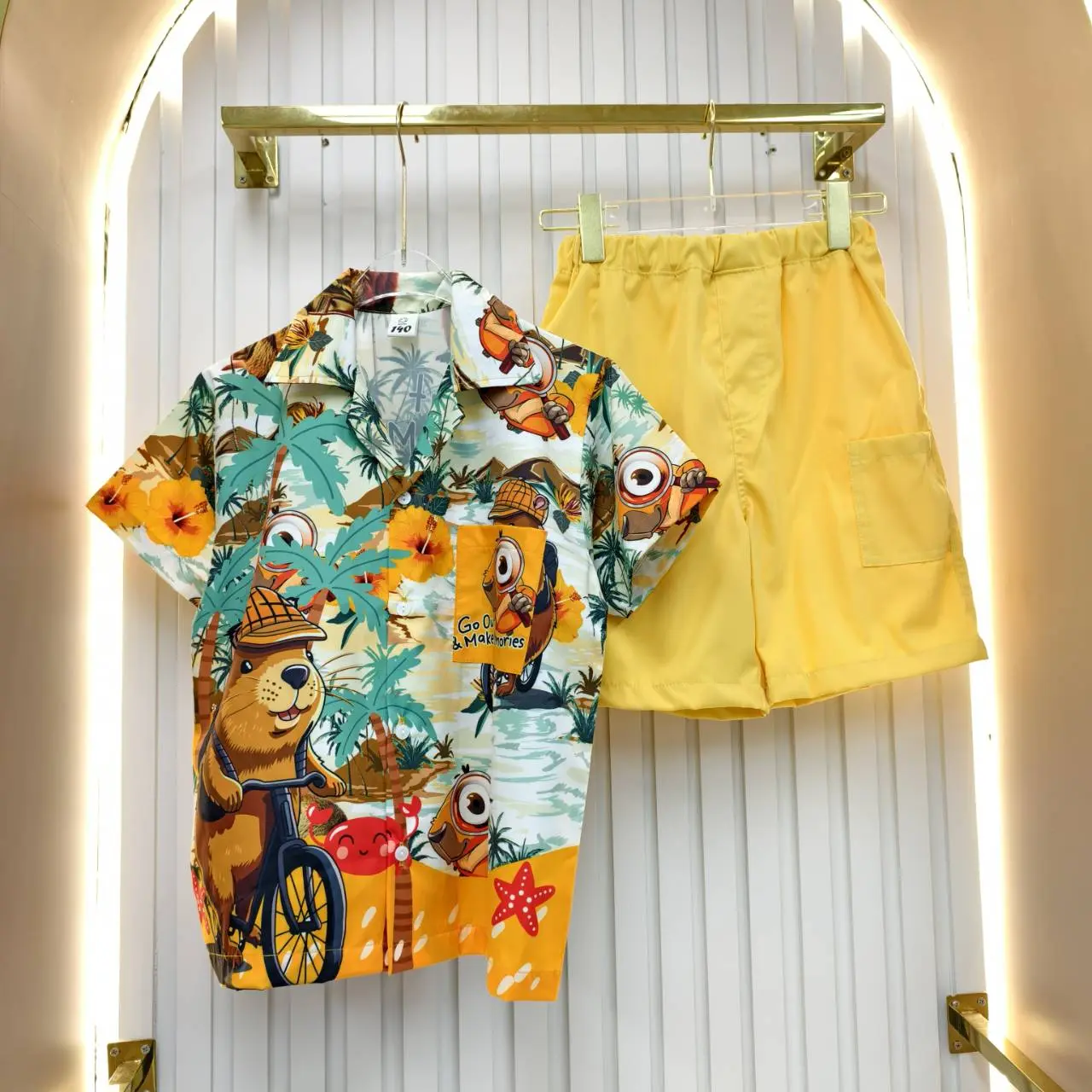ชุดฮาวายเด็ก ต้อนรับsummer ลายการ์ตูน (A)