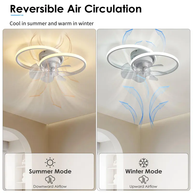 Modern Ceiling Fan with Light, 6 Speed Ceiling Fan Light with Remote Control, Reversible Blades Fan Light for Bedroom Kitchen Dining Room 5