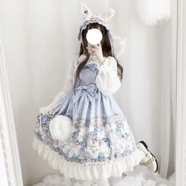 Váy Lolita, Trọn Bộ, Váy Cô Gái Dễ Thương, Váy Hai Dây Váy Ngắn Lolita, Dành Cho Nữ