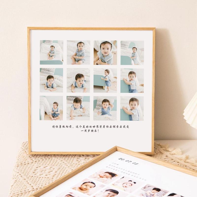 Product Introduction of Khung Ảnh Kỷ Niệm Cho Em Bé, Đồ Trang Trí Album Tăng Trưởng Một Năm Tuổi, 12 Ảnh Tùy Chỉnh, Sắp Xếp Sinh Nhật, Làm Bằng Gỗ Trơn Có Thể Giặt Được Decor Khung Tranh Decor Phòng Treo Tường 8
