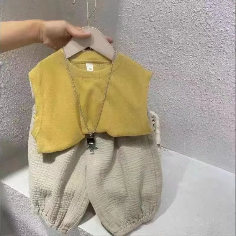Bộ Đồ Vest Không Tay Cho Em Bé Bộ Hai Mảnh, Phong Cách Phương Tây Mới, Cho Bé Trai, Quần Áo Mùa Hè, Thời Trang, Thích Hợp Cho Trẻ Em, Năm 2023