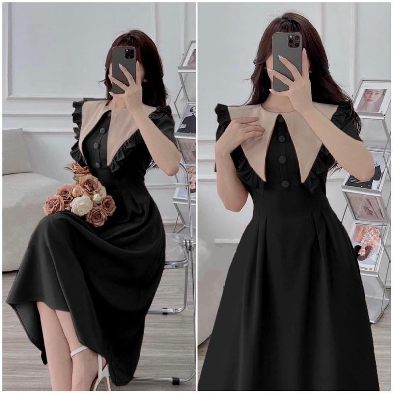 Đầm Váy dáng dài phối nút thời trang nữ Women