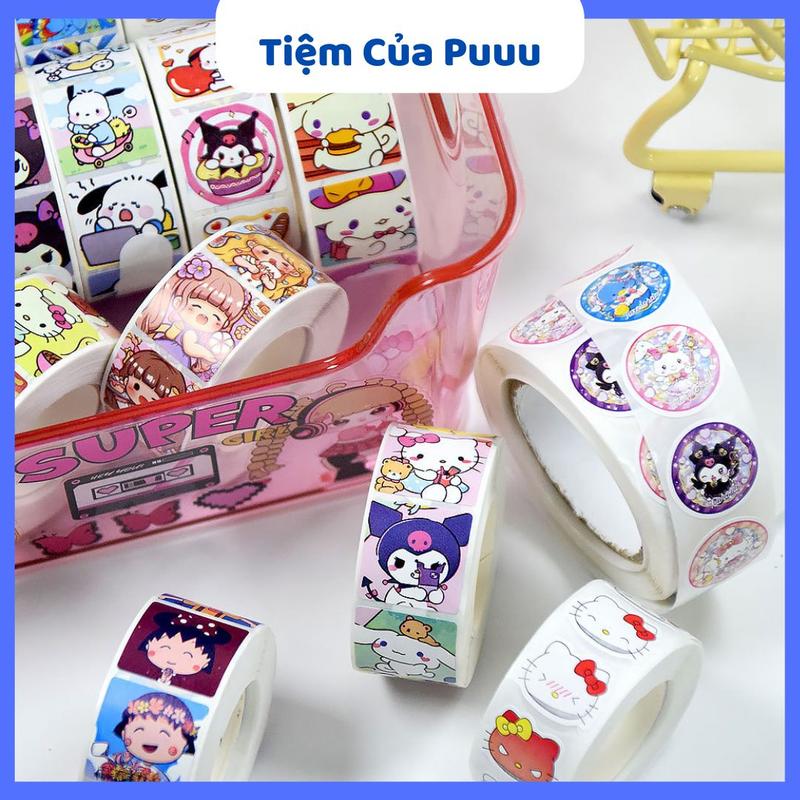 [Tổng Hợp] Cuộn 500 Sticker Hình Dán 2cm Trang Trí Sổ Tay Vật Dụng Dễ Thương Tiệm Của Pu