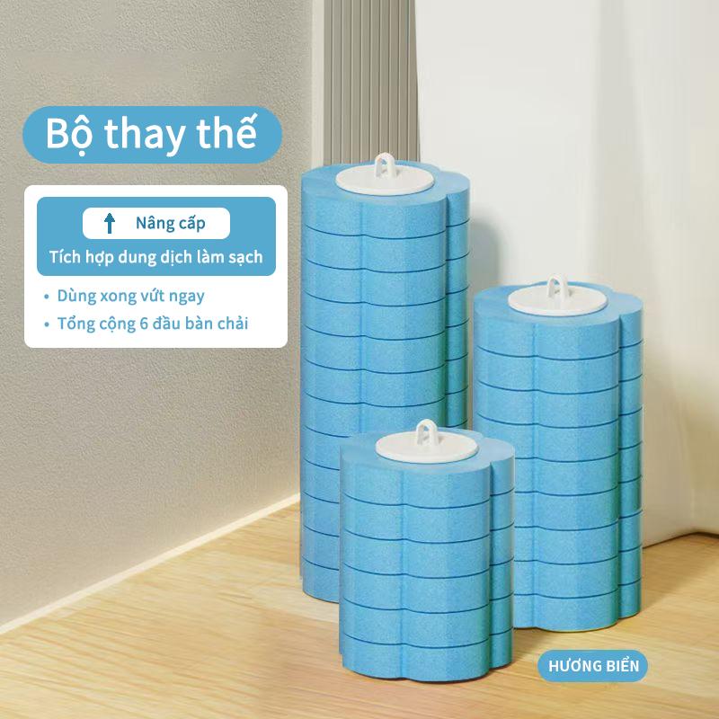 Đầu bàn chải chà bồn cầu thay thế kháng khuẩn 99.9%, thiết kế thông minh không chạm tay và chống bắn tóe nước, khử khuẩn hiệu quả