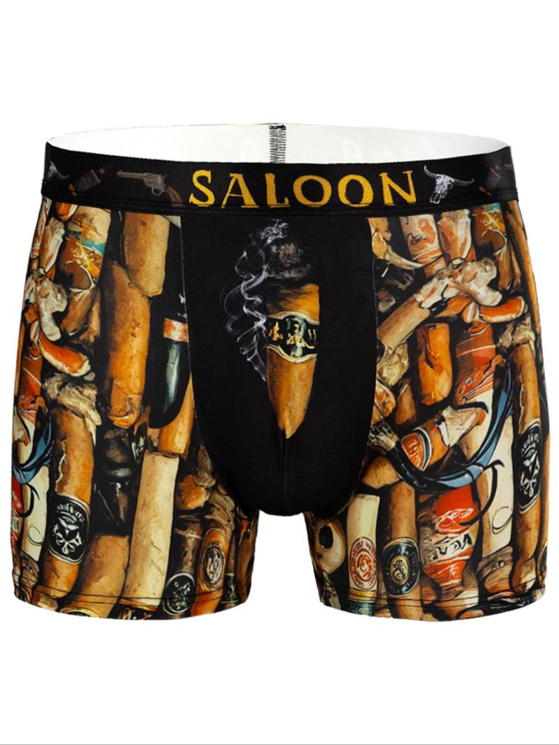 Product Introduction of Random Men's All Over Print Boxer Brief, Casual Comfy Breathable Underwear for Daily Wear, Men's Underwear for All Seasons, Undergarments 6