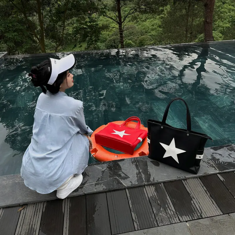 Túi TOTE DA star unisex Slyour Bag, chất liệu da pu, vừa lap 16inch ( V3 ) khóa kéo Nam Nữ Hình Chữ Nhật tui  deovai cloud  tote bag Nhung  có thể mở rộng hàn quốc (SV3) 7
