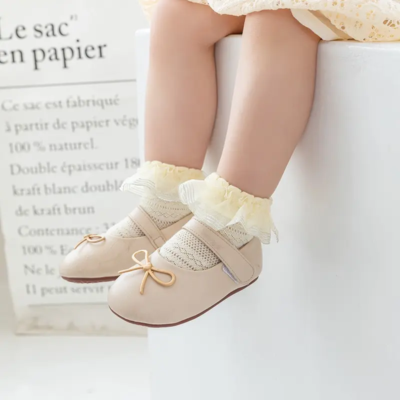 Boboho - Kaos Kaki Renda Anak Bayi Perempuan / Baby Socks Bahan Katun Lembut Cewek Kuning Merah Putih 2