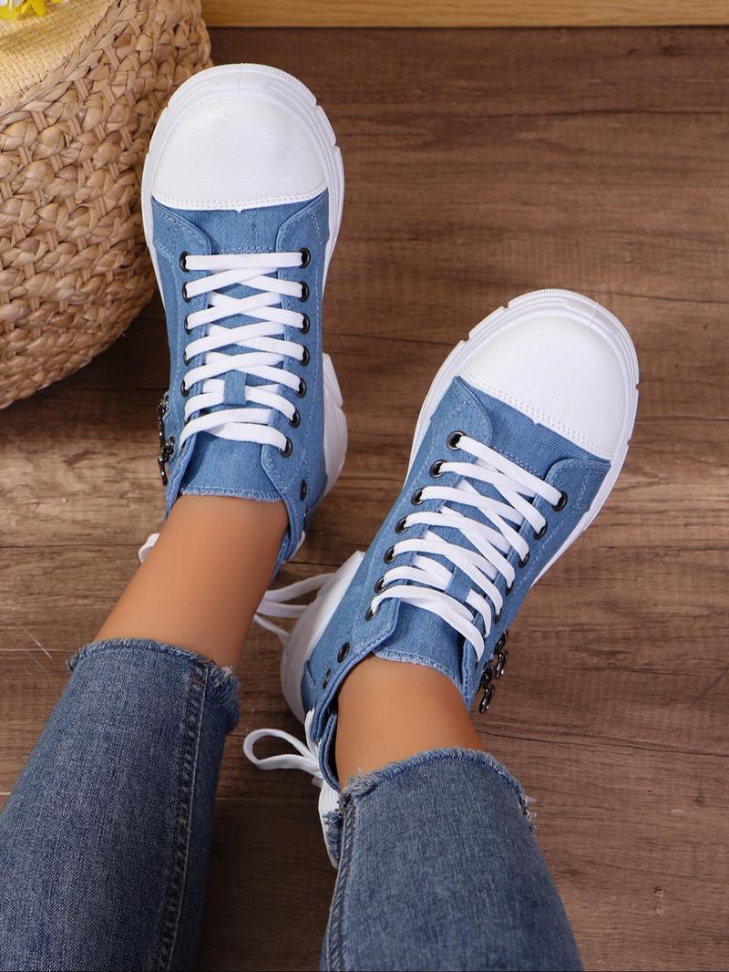 Product Introduction of Women's Fashionable Lace Up Sneakers, Casual Comfortable Breathable Sports Shoes, Female All-match Round Toe Shoes for Daily Wear 4