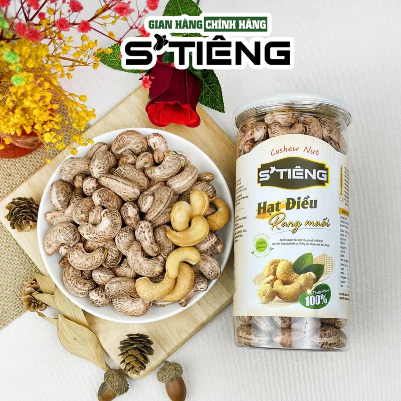 500Gr Hạt Điều Rang Muối Nguyên Hạt Còn Vỏ STIÊNG Hộp Pet Food Nuts 0