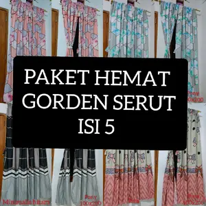 DAPAT 5 GORDEN serut bisa buat jendela ataupun pintu bahan Katun paket hemat Curtain