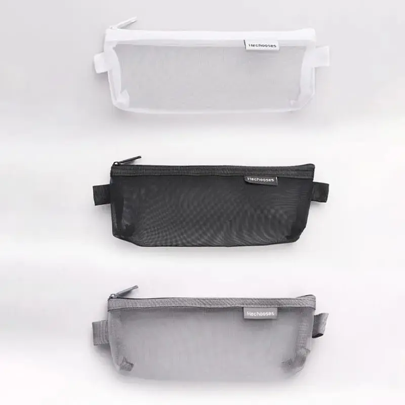 [MILOLI] Kotak Pensil HE CHOOSES SIMPLE Pouch Transparant Portabel Tempat Pensil Jaring Resleting Stationery - F0210 7