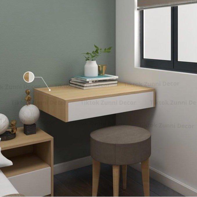 Bàn trang điểm treo tường bàn phấn có ngăn kéo gắn tường đa năng gỗ MDF bền đẹp kèm phụ kiện dễ dàng lắp ghép.
