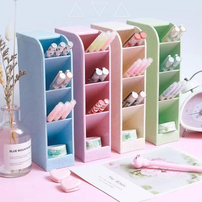 Kệ bút 4 tầng để bàn nhỏ nhắn trí góc học tập K114, hộp bút decor bàn học đựng đồ dùng học tập trang