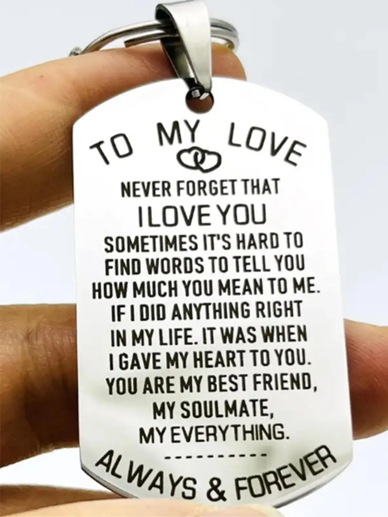 Cute Letter Pattern Slogan Metal Keychain, Stainless Steel Keychain For Men & Women, Fashion Keychain For Car Keys, Key Ring, Gift For Boyfriend & Girlfriend, Valentine's Day Gifts for Girlfriend