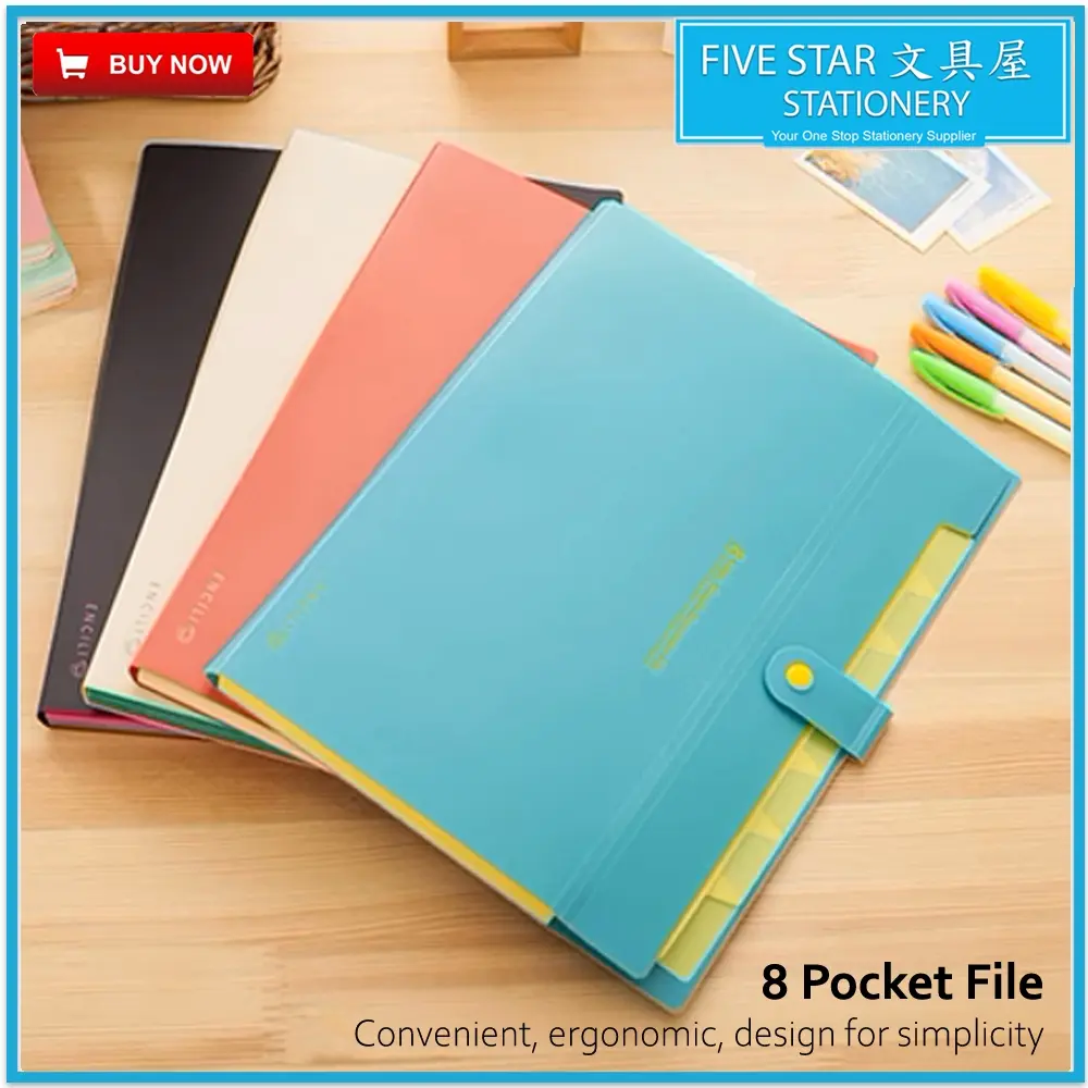 8 Pocket A4 File Folder Expanding File Document Organizer Expansion ...