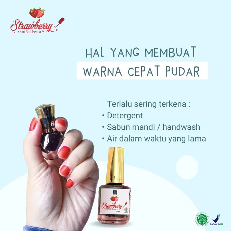 Strawberry Nail Henna (KOMSETIX NHS) Kutek Halal Pertama di indonesia 4